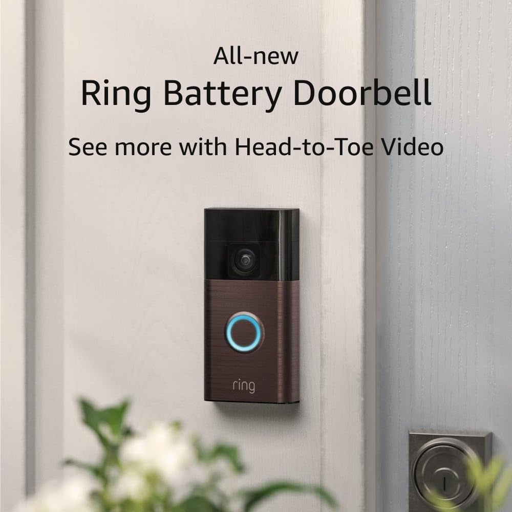 All-New  Battery Doorbell, Head-To-Toe Video, Live View with Two-Way Talk, and Motion Detection & Alerts (2024 Release), Venetian Bronze