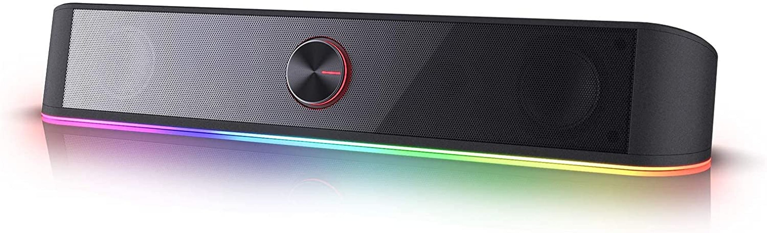 GS560 RGB Desktop Soundbar - 2.0 Channel Computer Speaker with Dynamic Lighting, Touch Control, USB Powered & 3.5mm Connectivity, Sleek Black Finish