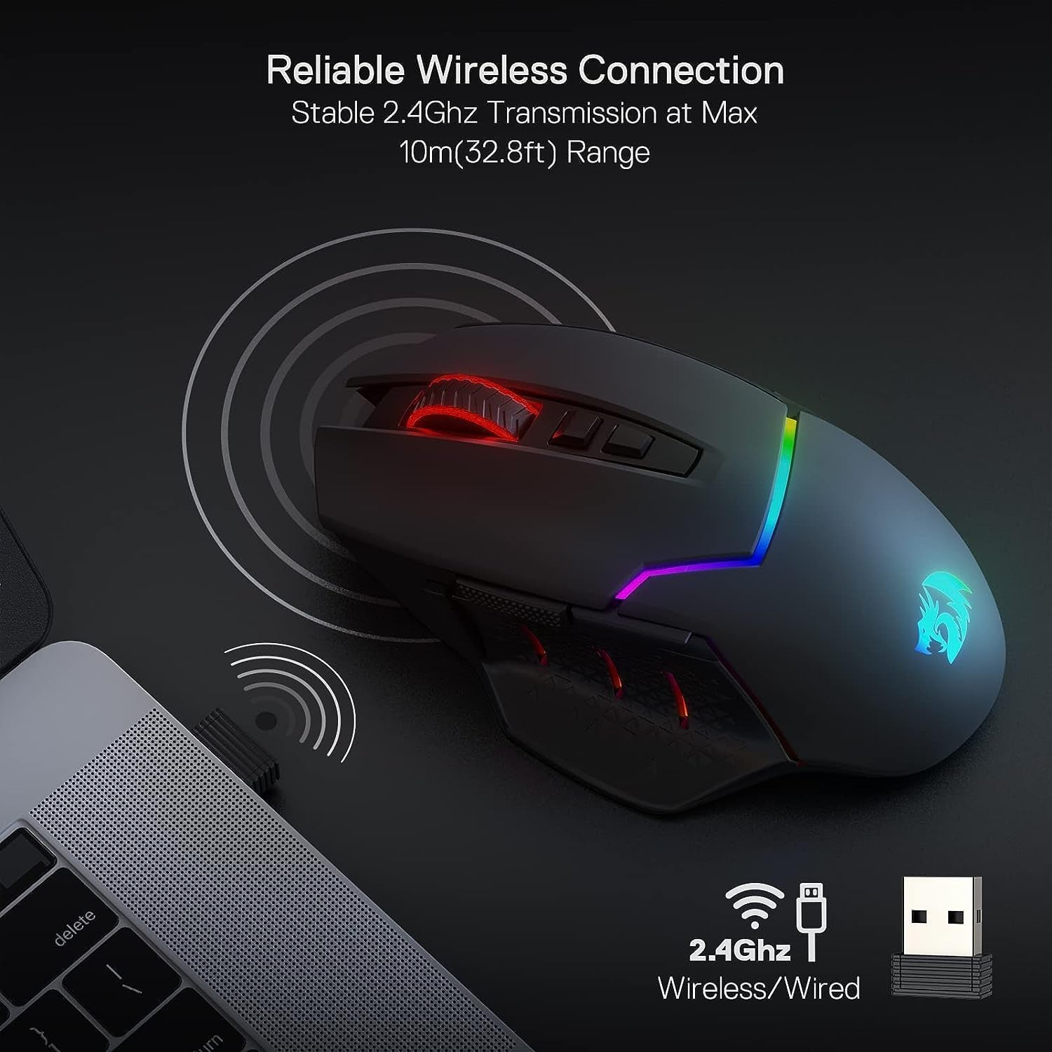 M690 PRO Wireless Gaming Mouse – 8000 DPI, Ergonomic Design, Rapid Fire Key & 8 Macro Buttons for PC/Mac/Laptop Gaming