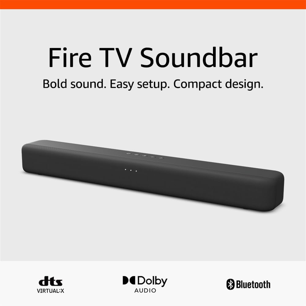 Fire TV Soundbar, 2.0 Speaker with DTS Virtual:X and Dolby Audio, Bluetooth Connectivity