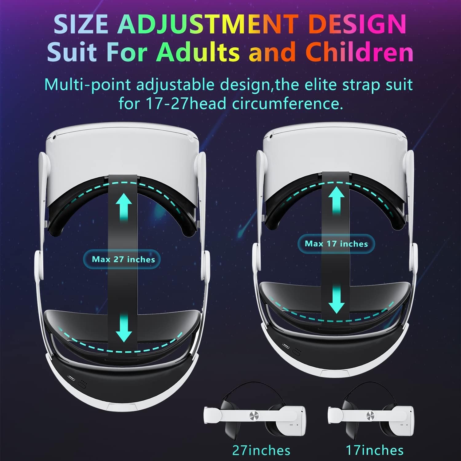 Head Strap with Battery for Oculus Quest 2, 10000Mah Battery Pack Extend 8H Playtime, Fast Charging VR Power, Adjustable Elite Strap Replacement Accessories for Oculus/Meta Quest 2