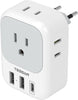 European Travel Plug Adapter USB C,  International Plug Adapter with 4 AC Outlets and 3 USB Ports, Type C Power Adaptor Charger for US to Most of Europe Iceland Spain Italy France Germany