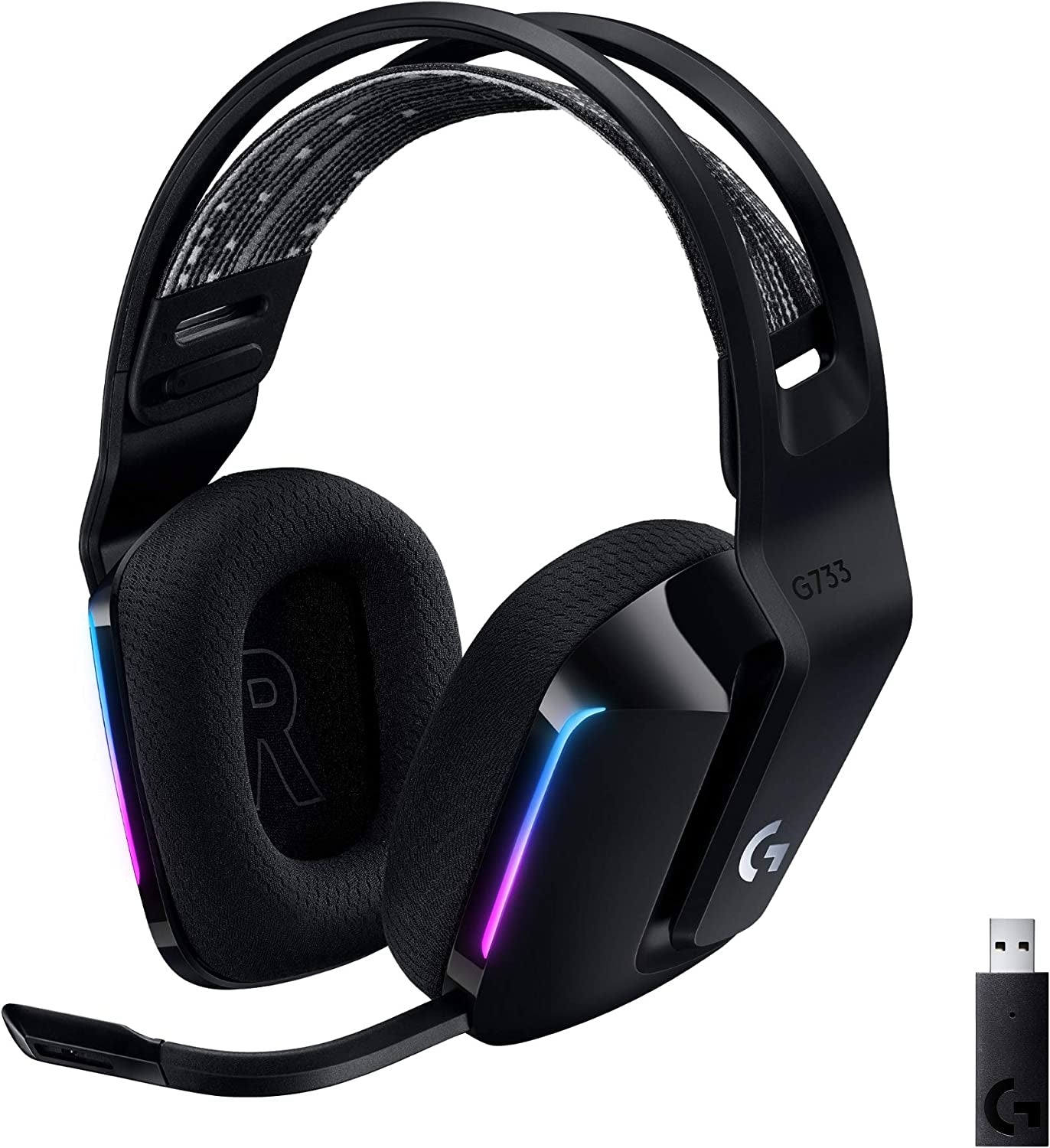 733 Wireless Gaming Headset - Ultimate Comfort with Suspension Headband, Lightsync RGB, Pro-G Audio & Blue VO!CE Mic Technology - Sleek Black Design