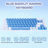 60% Mechanical Gaming Keyboard - Blue Backlight, 68-Key Light Blue-White Keycaps, Red Switches for Ultimate Typing and Gaming on PC & Mac