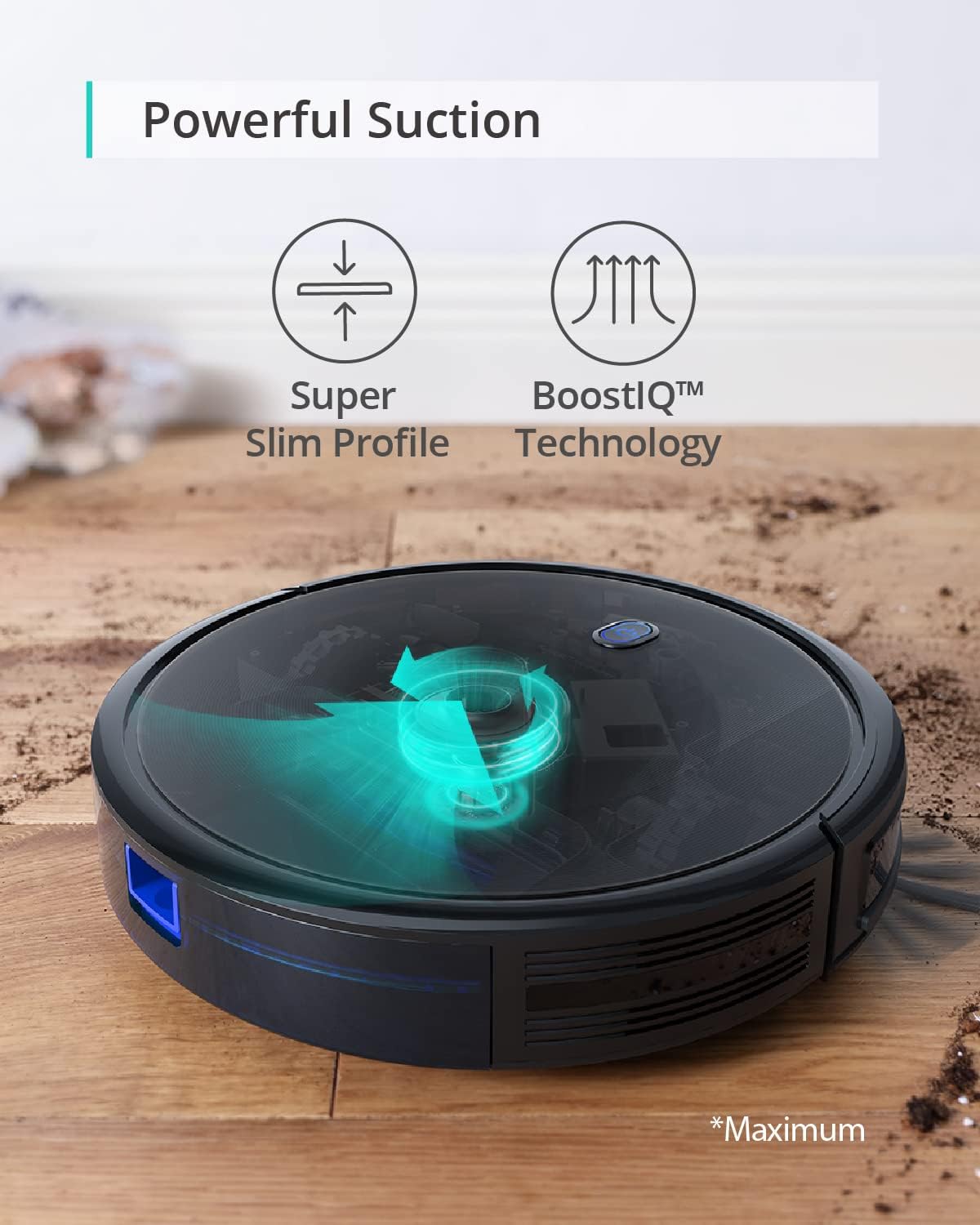 Robot Vacuum 11S MAX, Super Thin, Powerful Suction, Quiet, Self-Charging Robotic Vacuum Cleaner, Cleans Hard Floors to Medium-Pile Carpets, Black