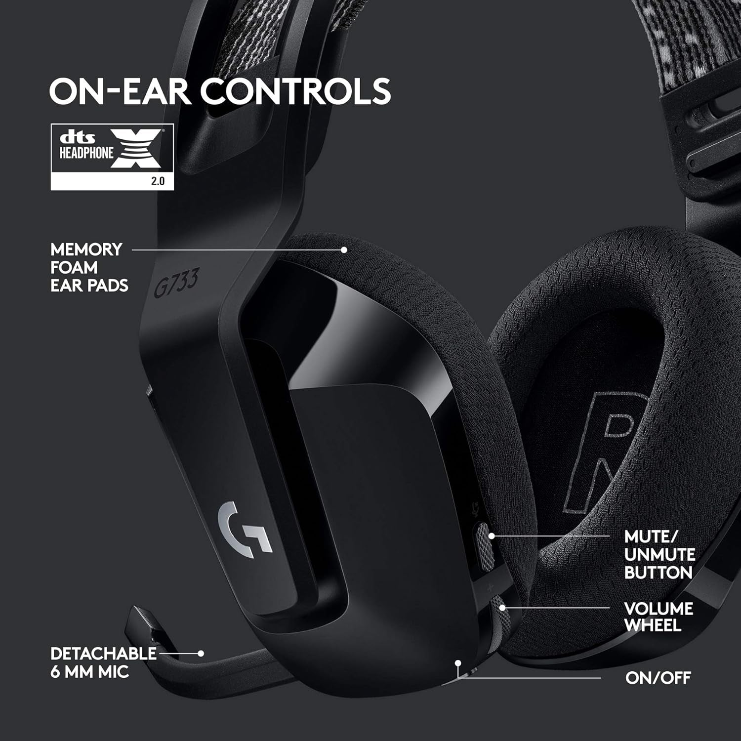 733 Wireless Gaming Headset - Ultimate Comfort with Suspension Headband, Lightsync RGB, Pro-G Audio & Blue VO!CE Mic Technology - Sleek Black Design