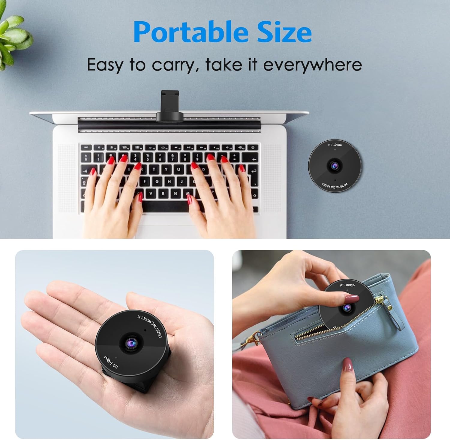 1080P Webcam - USB Webcam with Microphone & Physical Privacy Cover, Noise-Canceling Mic, Auto Light Correction, C950 Ultra Compact FHD Web Cam W/ 70°View for Meeting/Online Classes/Zoom/Youtube