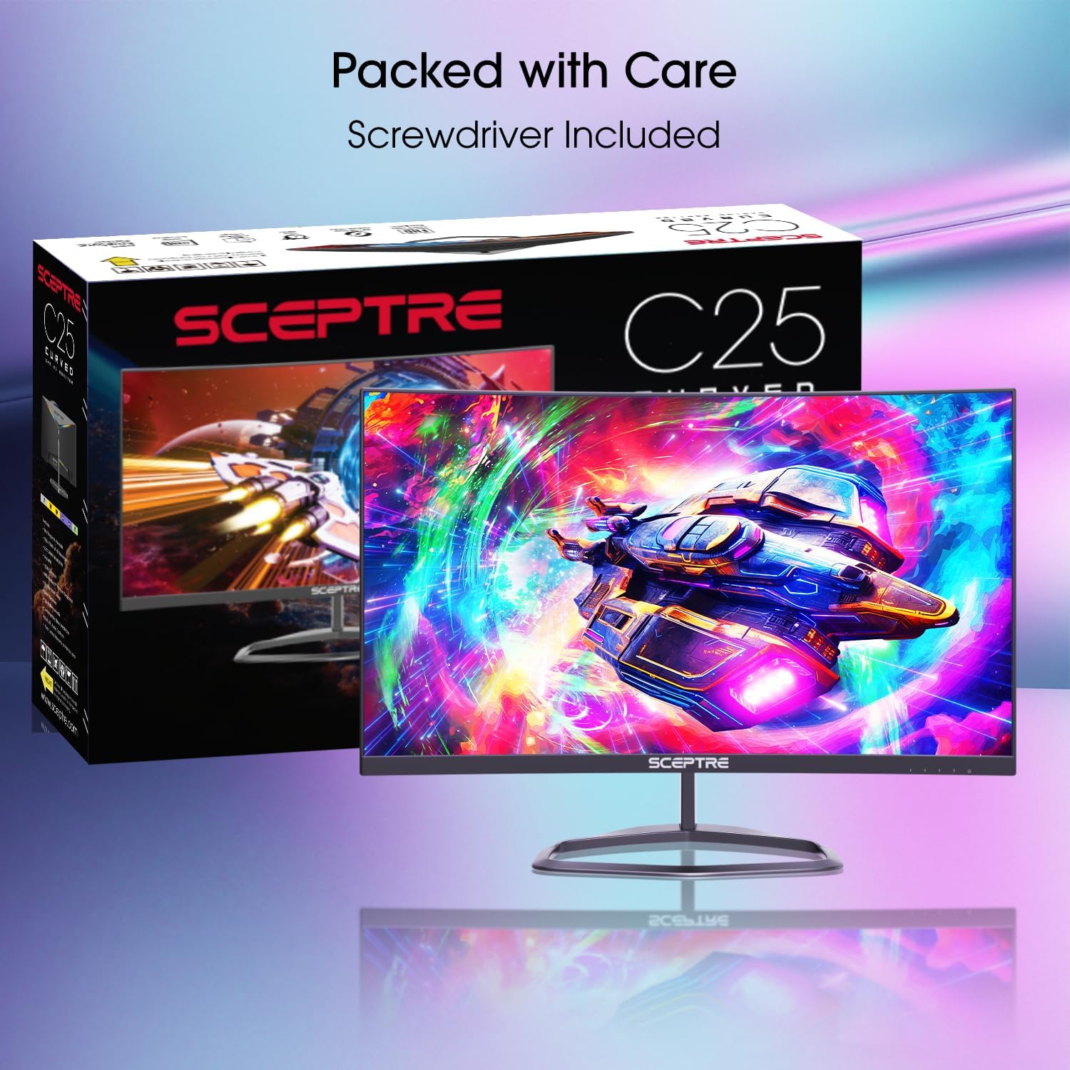 24.5" Curved Gaming Monitor - 240Hz, 1080P, 1Ms Response, Built-in Speakers, Dual HDMI & DisplayPort - Sleek Machine Black Design