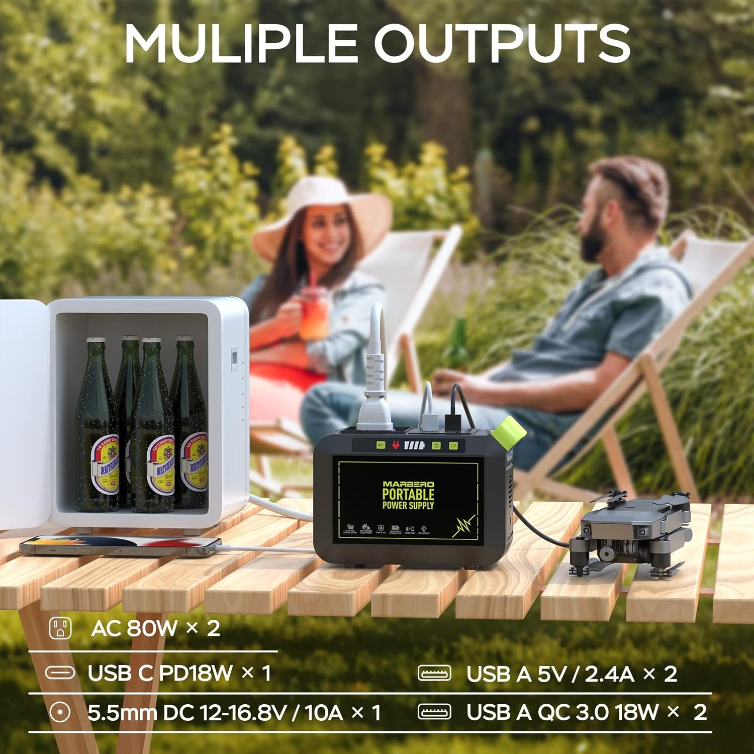 Portable Power Station 88Wh Camping Lithium Battery Solar Generator Fast Charging with AC Outlet 120W Peak Power Bank(Solar Panel Optional) for Home Backup Outdoor Emergency RV Van Hunting