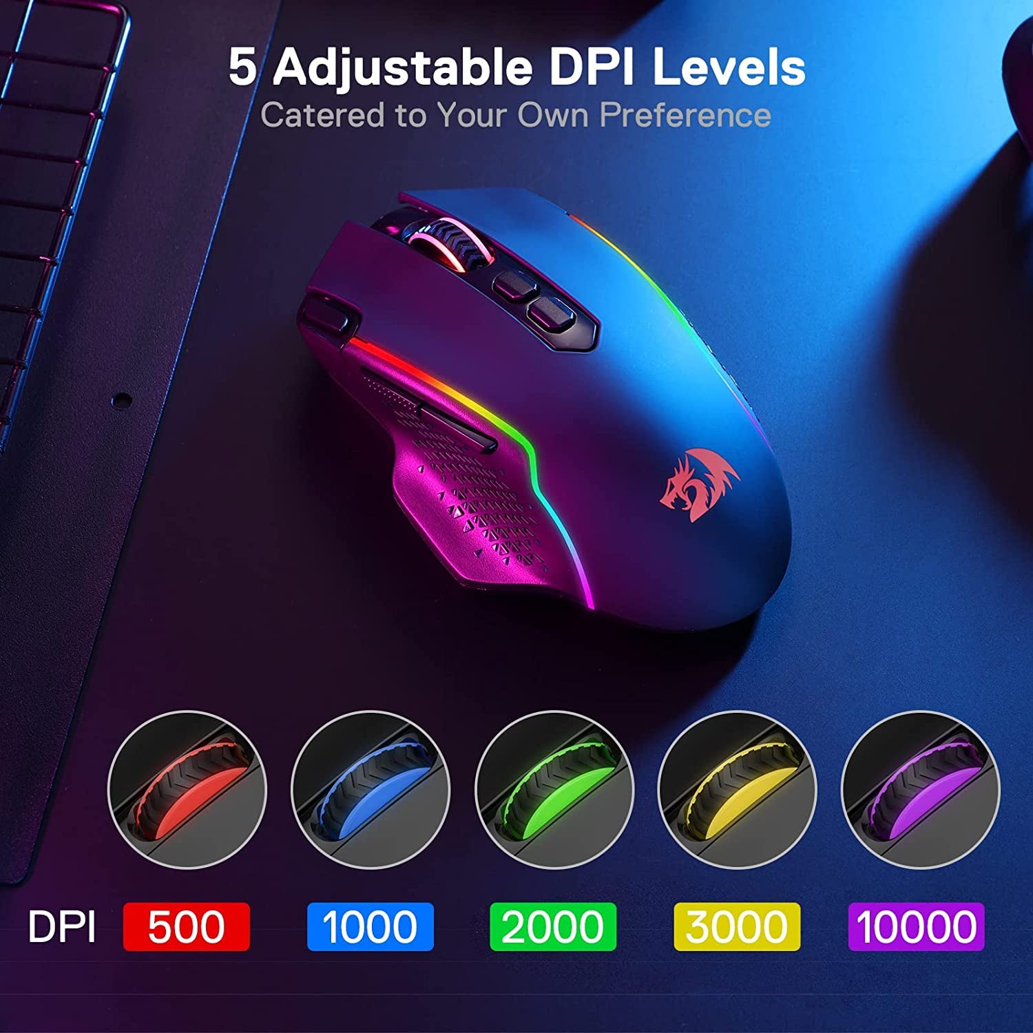 M810 Pro Wireless Gaming Mouse - 10,000 DPI, 8 Macro Buttons, RGB Backlit, 45-Hour Battery Life for Ultimate Gaming Experience on PC/Mac/Laptop