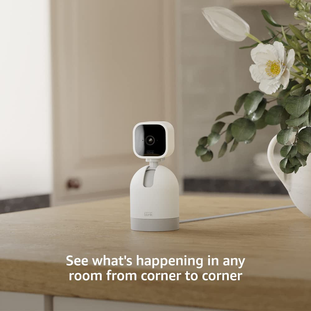 Mini Pan-Tilt Smart Security Camera - HD Video, Two-Way Audio, Motion Detection, Works with Alexa - Newest Model (White)