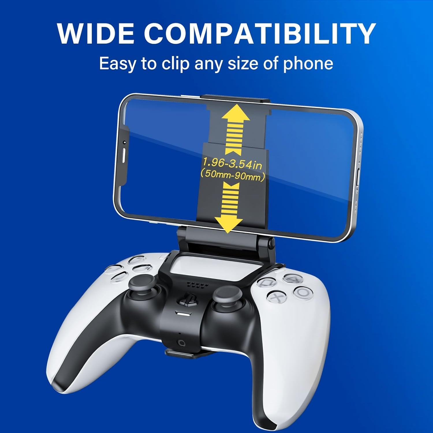 PS5 Controller Phone Mount Holder for Iphone Android, 2 Pack PS5 Remote Play Backbone Clip Compatible with Playstation 5 Dualsense Gaming Controller with Adjustatble Switch Black