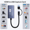 4K HDMI Capture Card,  USB 3.0 Capture Card 4K HDMI to USB-A/C 1080P 60FPS, Game Video Capture Card for Live Streaming/Gaming/Meeting, for Windows/Mac OS System, Switch PS4/5 Xbox OBS Zoom