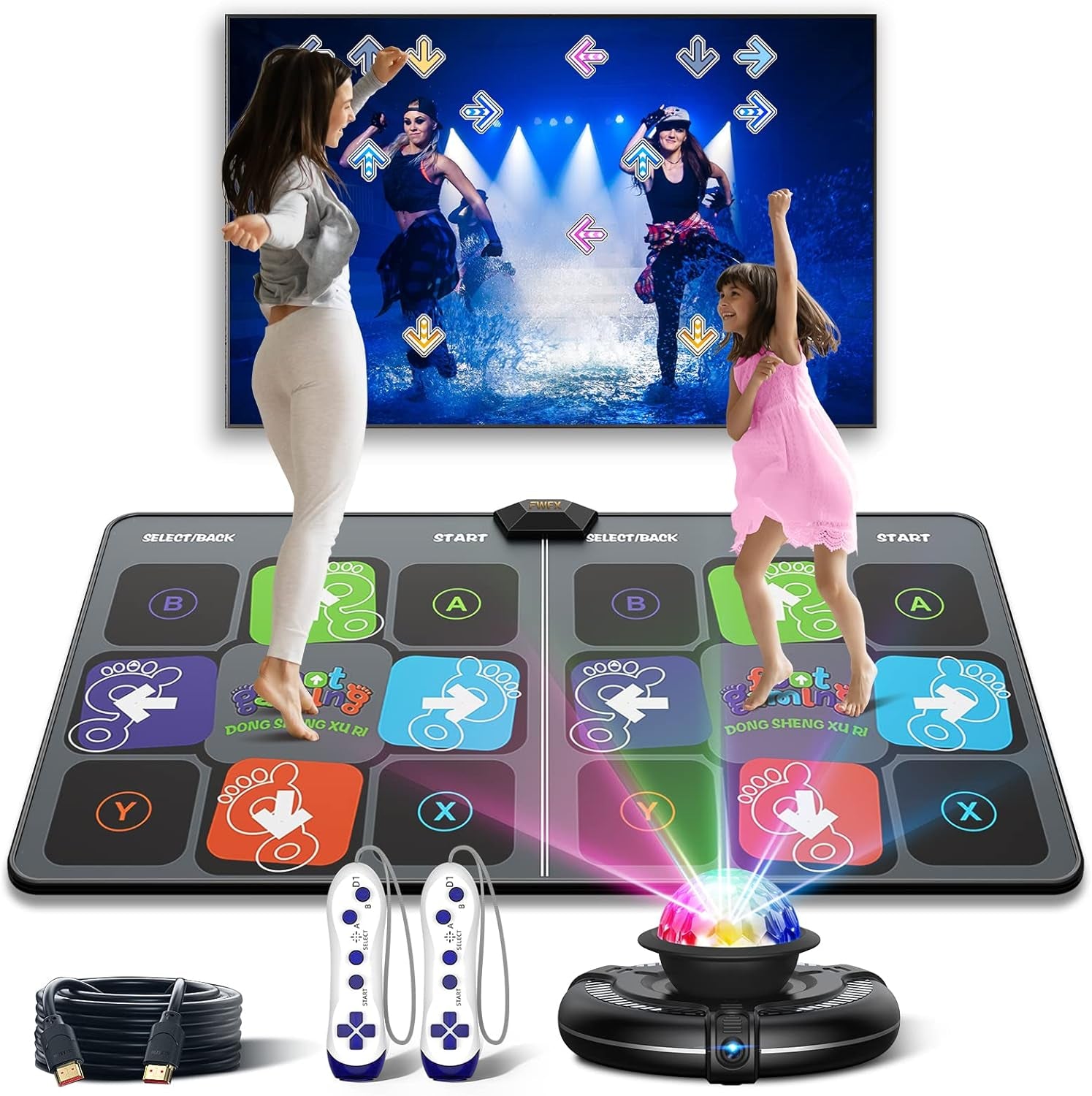 Dance Mat for Adults and Kids, Double User Wireless Dance Pad Game for TV, Plug and Play Electronic Dance Mats with Smart Camera, Exercise Dancing Mat for Family Games, Xmas Birthday Gifts Ideas