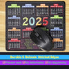 Stylish 2025 Calendar Black Mouse Pad with Stitched Edge & Non-Slip Base – Perfect for Home & Office Use (9.6x7.9 Inches)