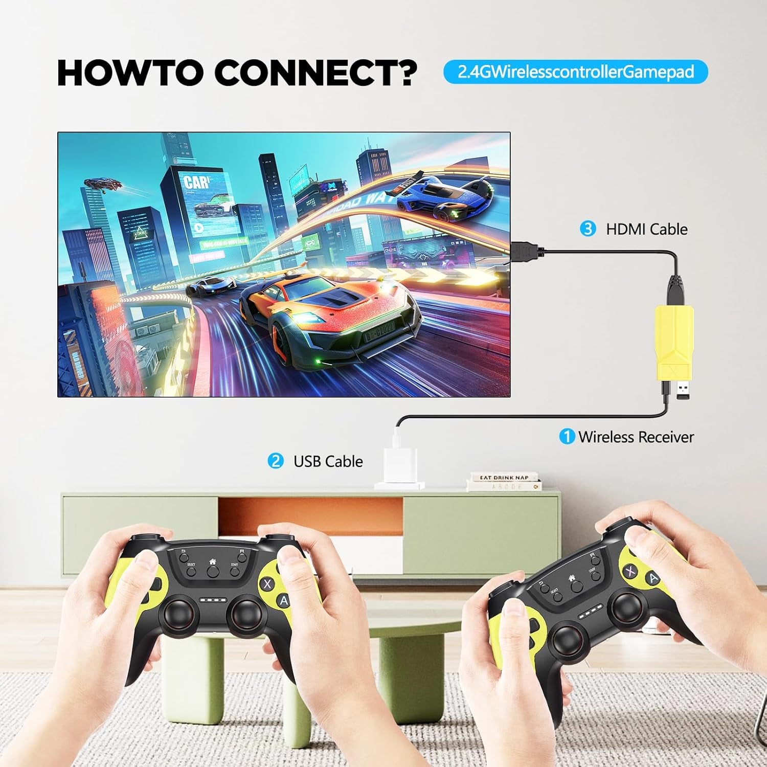 30000+ Wireless Retro Gaming Stick, Retro Gaming Console,Revisit Classic Retro Play Plug and Play Video Gaming Stick,Hd HDMI TV Game Stick,Premium Competitive Dual Controllers Yellow