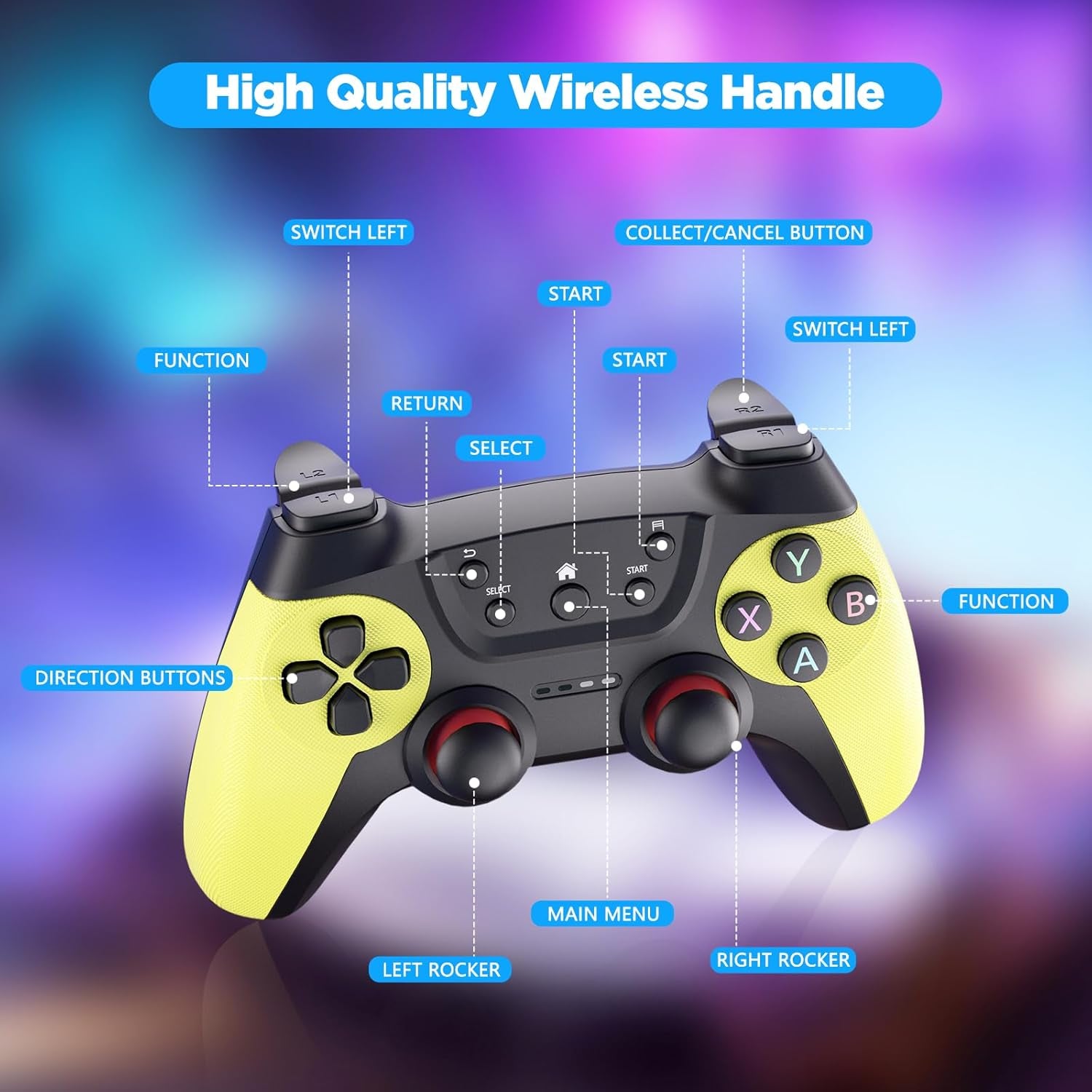 30000+ Wireless Retro Gaming Stick, Retro Gaming Console,Revisit Classic Retro Play Plug and Play Video Gaming Stick,Hd HDMI TV Game Stick,Premium Competitive Dual Controllers Yellow