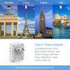 European Travel Plug Adapter USB C,  International Plug Adapter with 4 AC Outlets and 3 USB Ports, Type C Power Adaptor Charger for US to Most of Europe Iceland Spain Italy France Germany