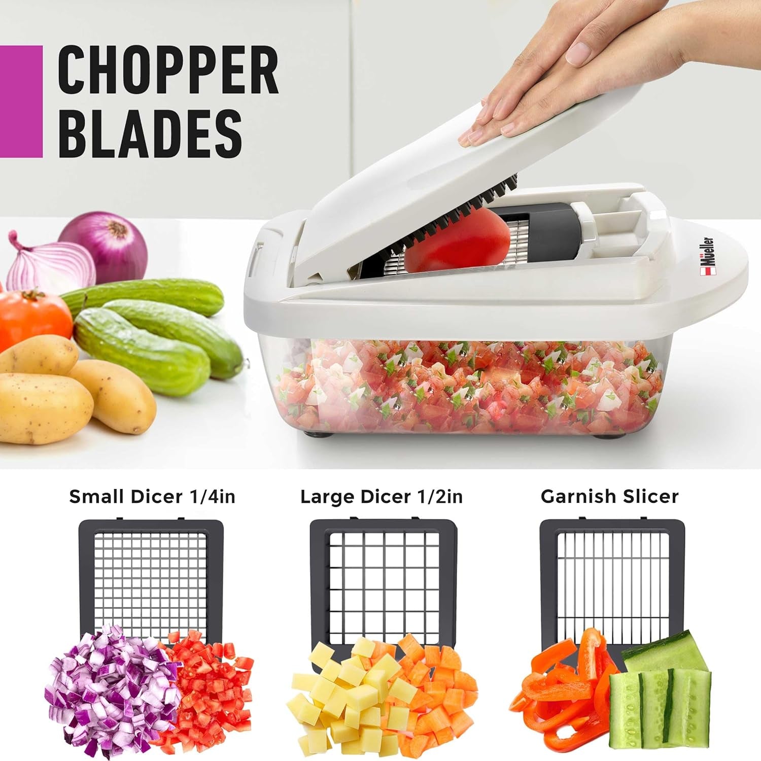 Pro-Series 10-In-1, 8 Blade Vegetable Chopper, Onion Mincer, Cutter, Dicer, Egg Slicer with Container, French Fry Cutter Potato Slicer, Home Essentials & Kitchen Gadgets, Salad Chopper