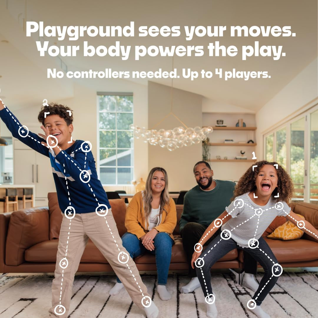 Playground Game System & Travel Case: Indoor Family Game Night, Fun Games & Physical Play, Unique Ai-Powered Motion Tracking Video Game Console, Transforms Living Room into a Family or Party Games