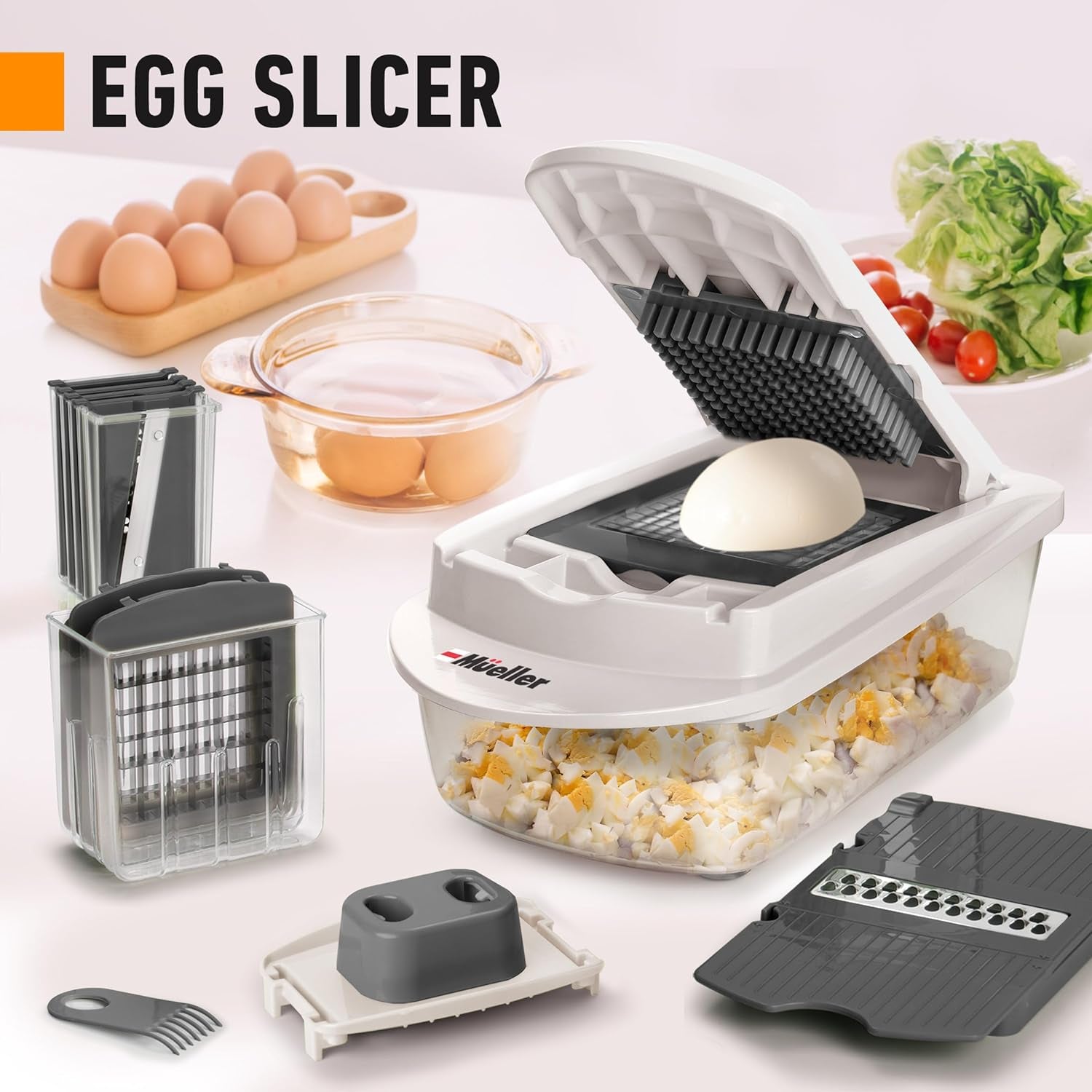 Pro-Series 10-In-1, 8 Blade Vegetable Chopper, Onion Mincer, Cutter, Dicer, Egg Slicer with Container, French Fry Cutter Potato Slicer, Home Essentials & Kitchen Gadgets, Salad Chopper