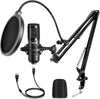 Professional USB Microphone Kit for Streaming & Recording - 192Khz/24Bit Studio Cardioid Condenser Mic with Boom Arm for Gaming, Singing & Podcasting